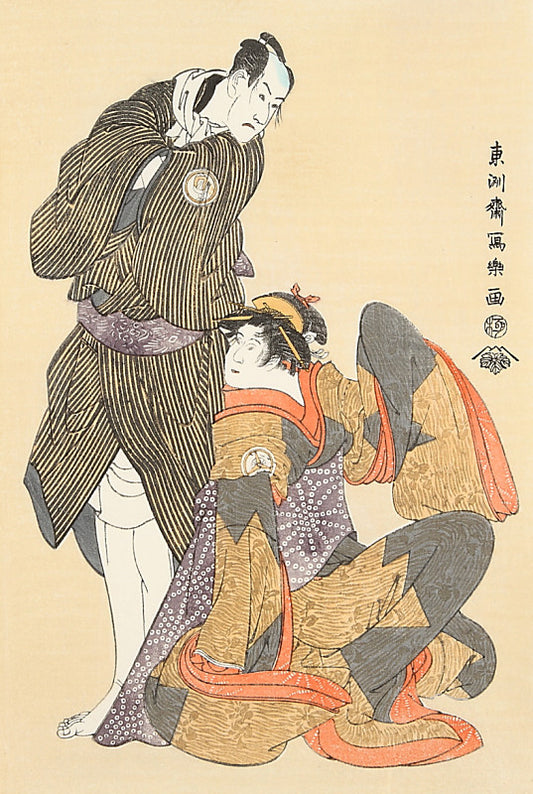 Hikosaburo Bando III as Obiya Choemon and Hanshiro Iwai IV as Ohan of Shinano-ya